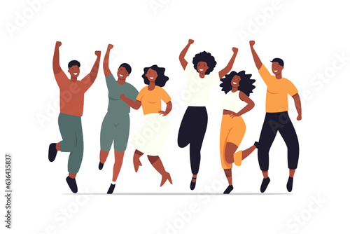 A group of african people with their hands up. Vector illustration design.