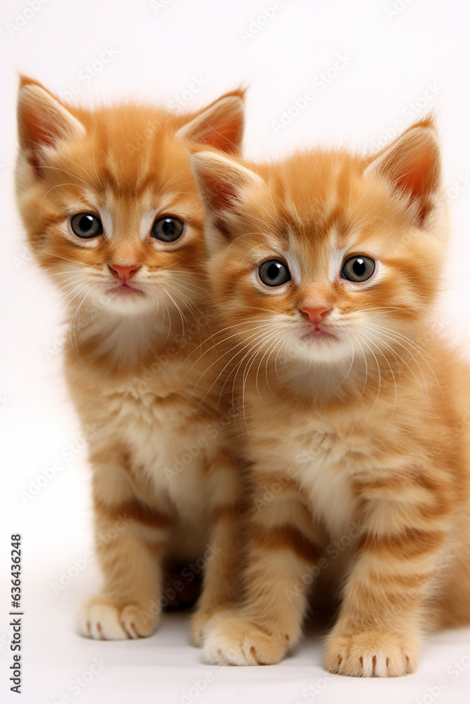 A little cute and adorable orange, ginger kittens