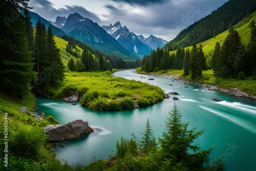 lake in the middle of jungle and mountains