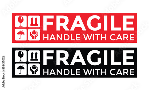 Fragile Handle with Care Sticker or label Collection. Vector EPS 10