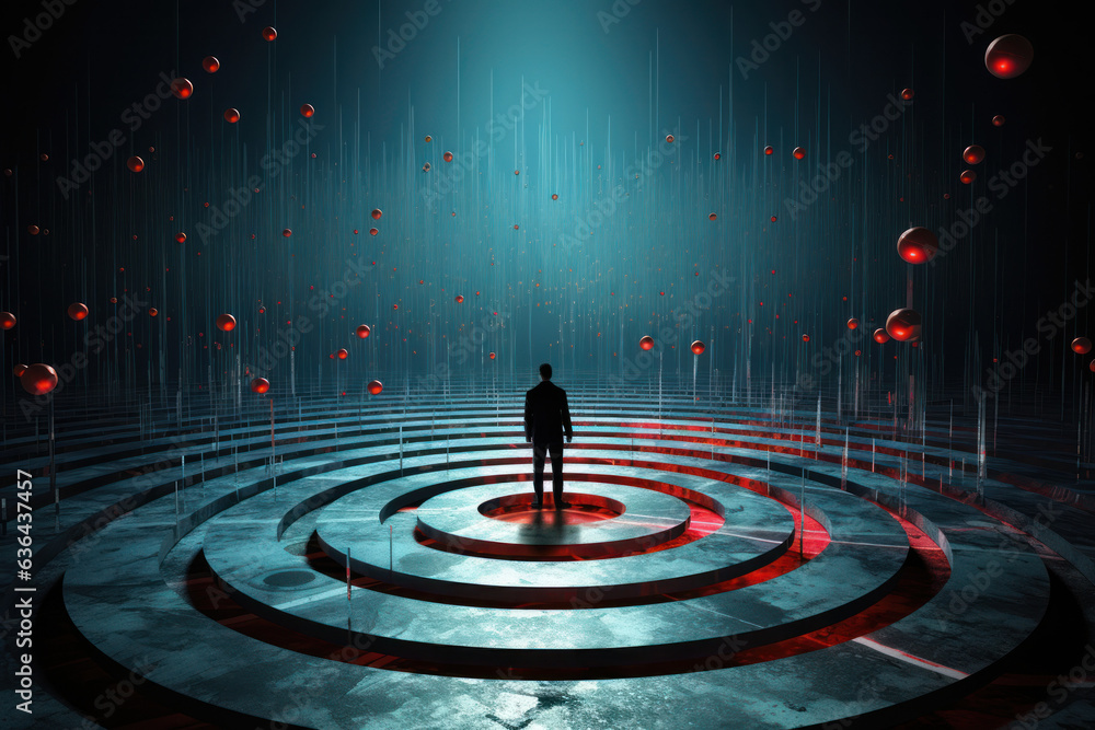 men standing in a center of a giant target men standing in a center of a giant target