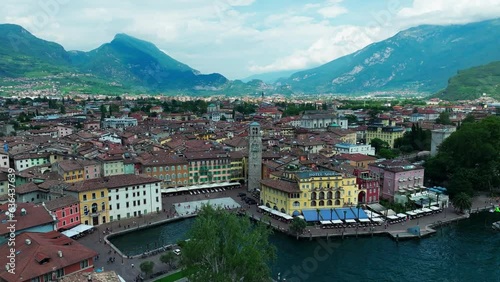 Aerial view of city Riva del Garda and Lago di Garda (ID: 636437639)