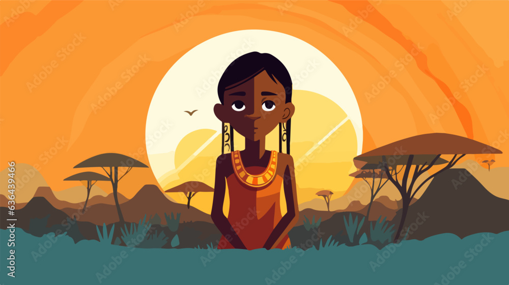 Illustrated innocence of a native African child.