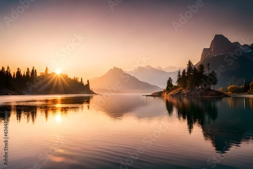 sunrise over the lake