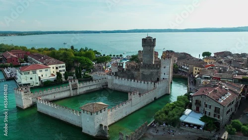 Aerial View of Scaliger Castle, City and Peninsula of Sirmione (ID: 636441403)