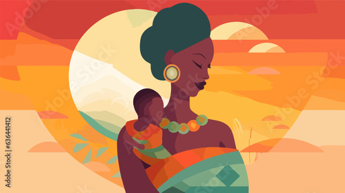 Vector image showcasing native African mothers.