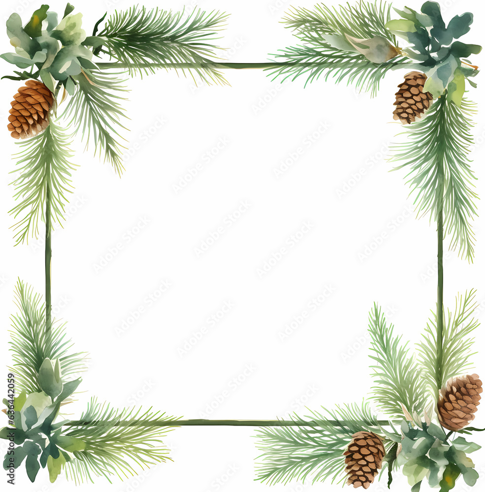 christmas frame with cones
