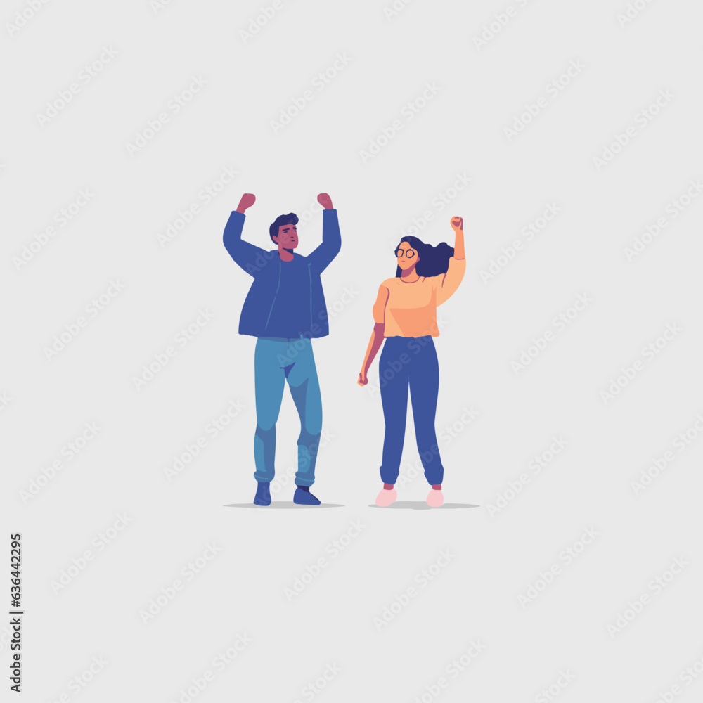 two happy people, vector illustration two happy people, vector illustration