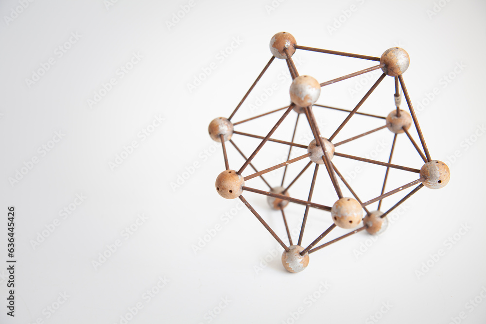 Molecular structure of wood and metal for teaching the different