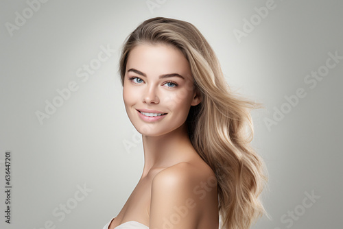 Radiant Woman's Portrait Showcases Flawless Skin with Cosmetic Treatments - Bright and Vibrant Beauty Clinic Image