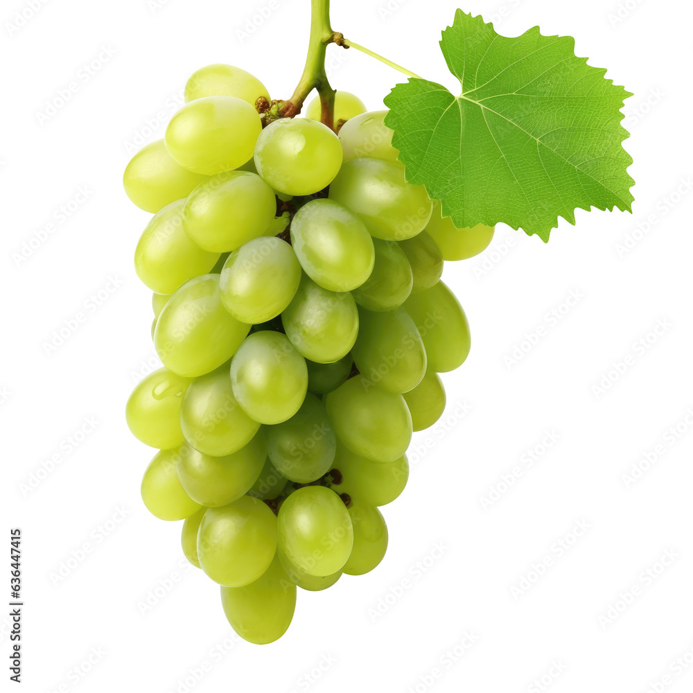 green grapes bunch isolated on white background. Generative AI green grapes bunch isolated on white background. Generative AI