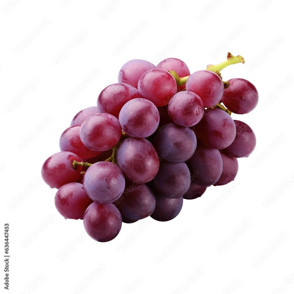 Fototapeta premium red grapes bunch isolated on white background. Generative AI