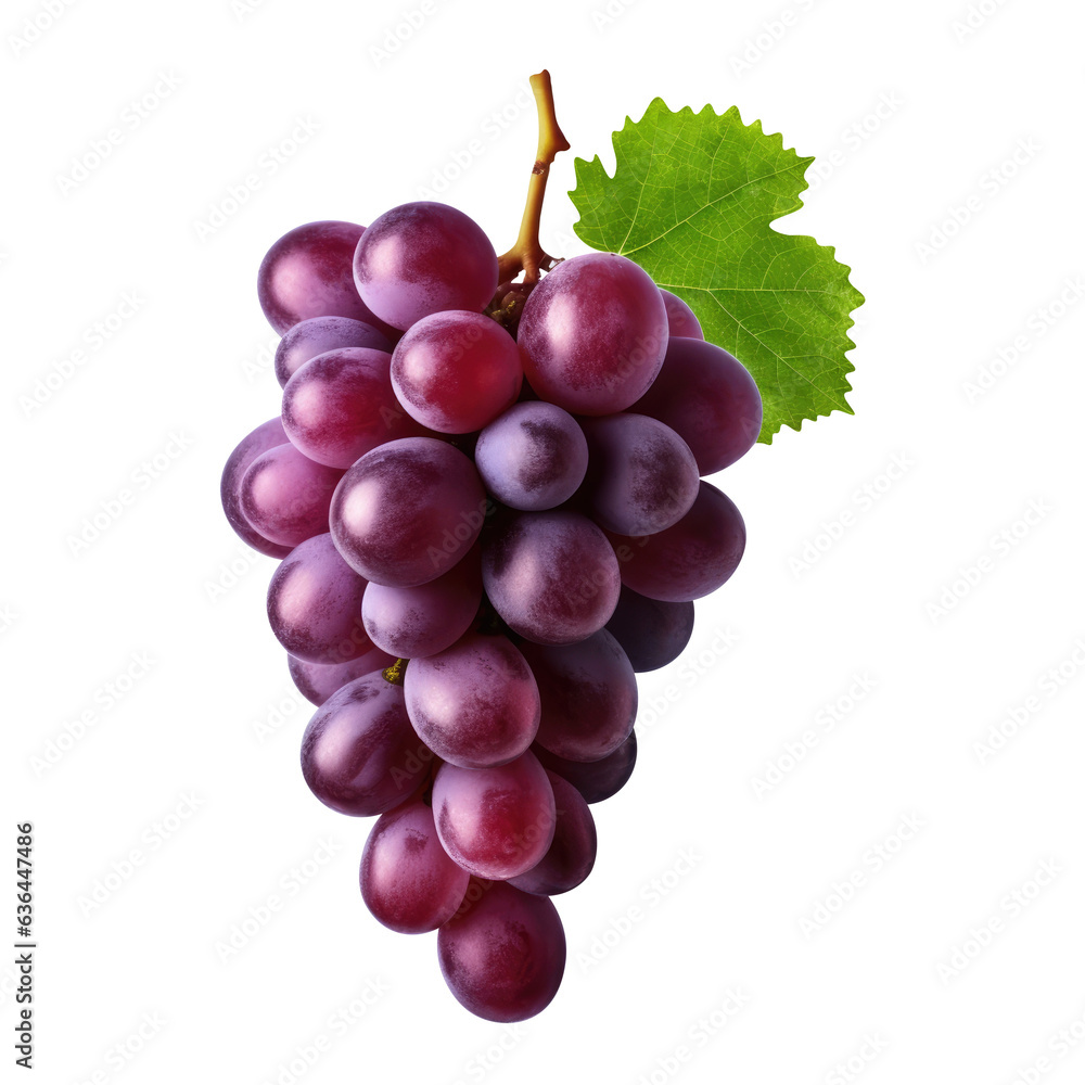 red grapes bunch isolated on white background. Generative AI red grapes bunch isolated on white background. Generative AI