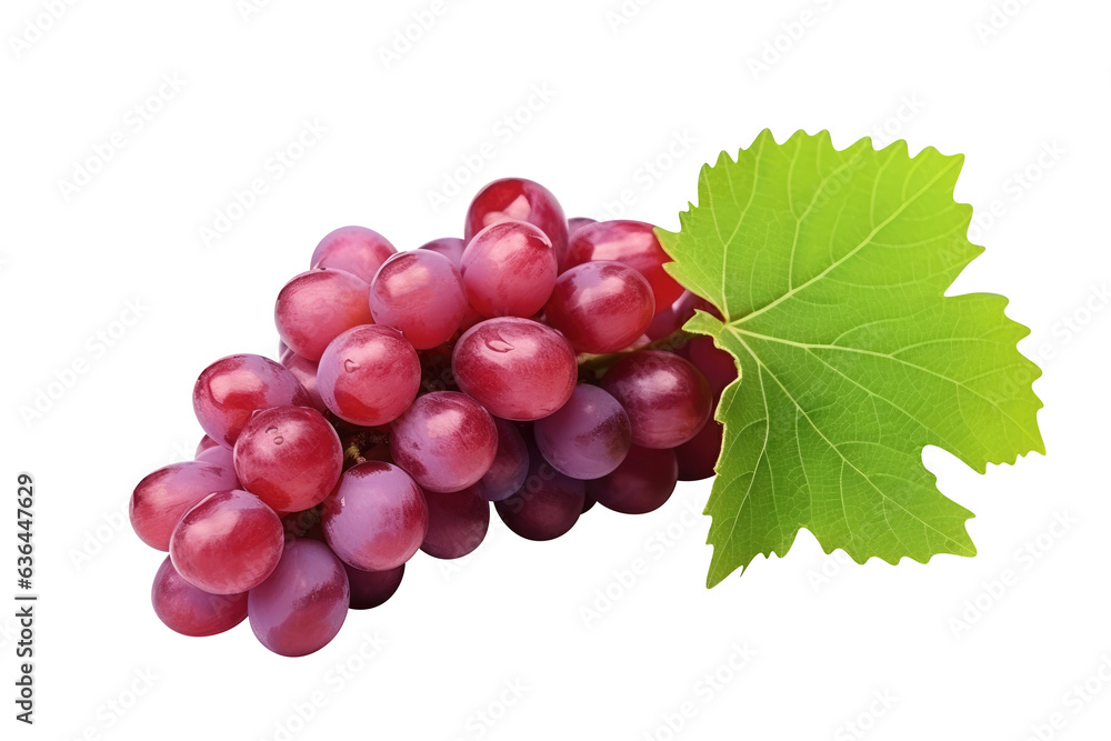 Fototapeta premium red grapes bunch isolated on white background. Generative AI