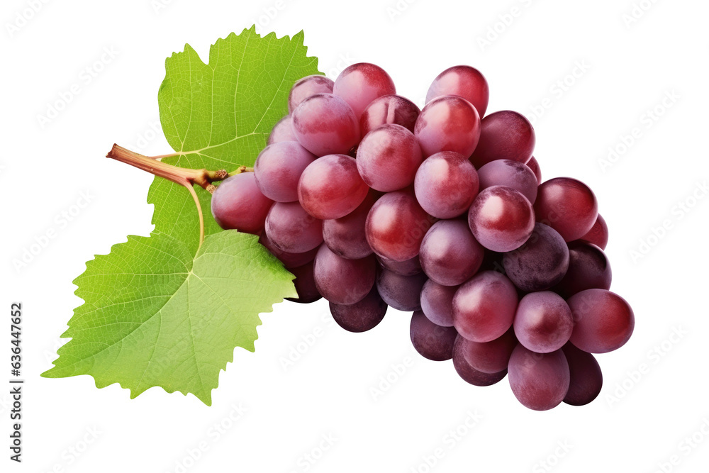 Fototapeta premium red grapes bunch isolated on white background. Generative AI