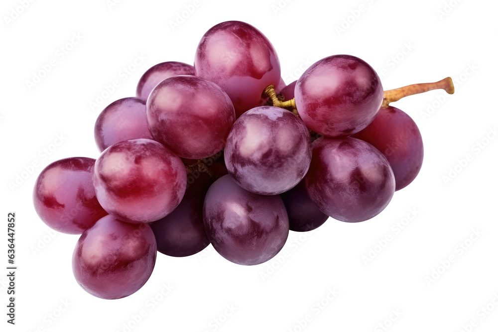 red grapes bunch isolated on white background. Generative AI red grapes bunch isolated on white background. Generative AI