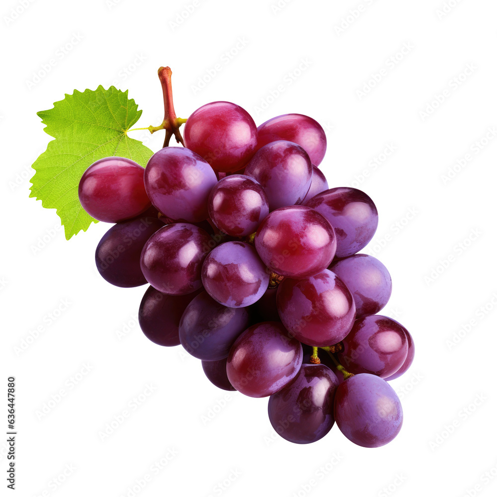 red grapes bunch isolated on white background. Generative AI red grapes bunch isolated on white background. Generative AI