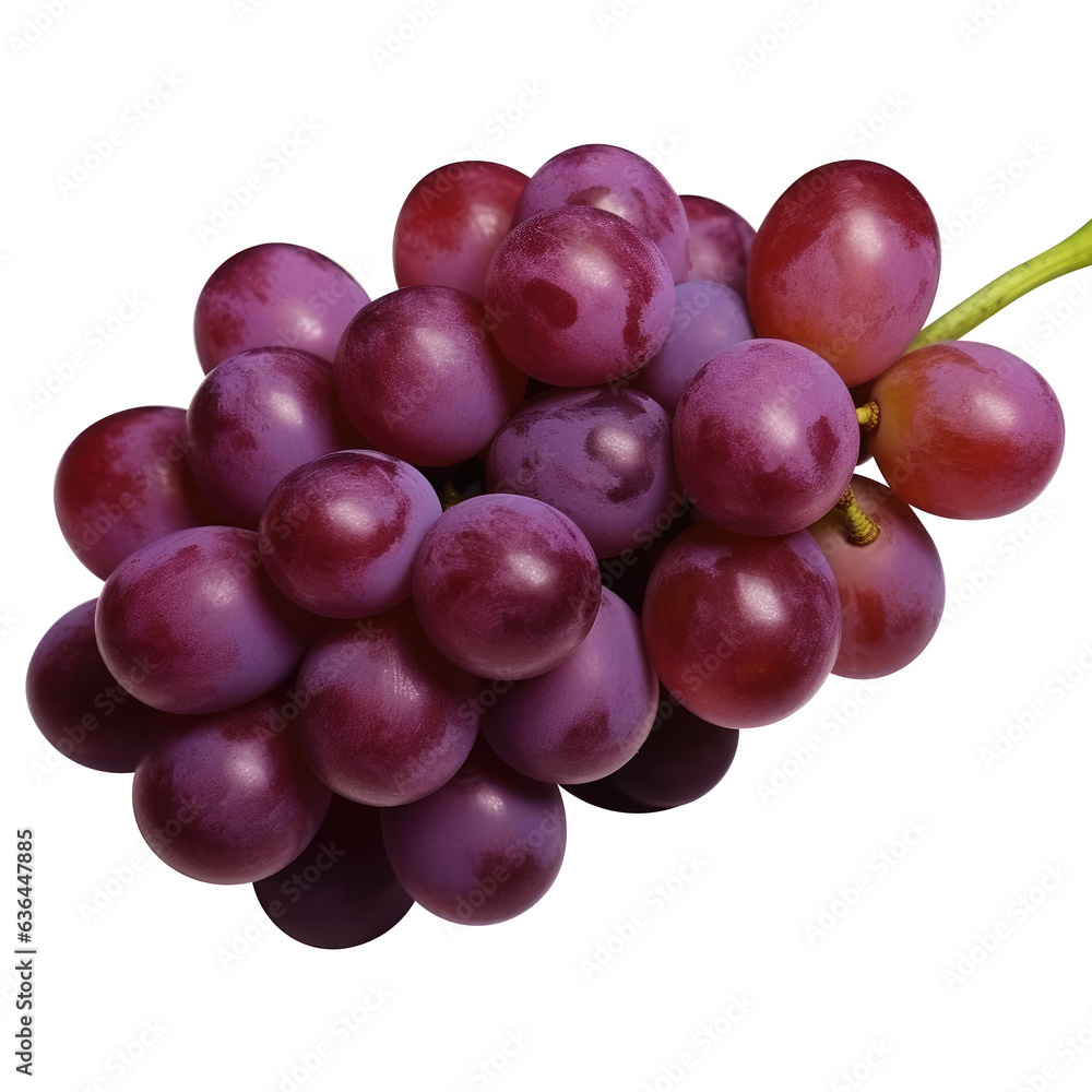 Fototapeta premium red grapes bunch isolated on white background. Generative AI