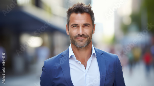 40 years old business man Entrepreneur businessman standing on the sidewalk © Vahid