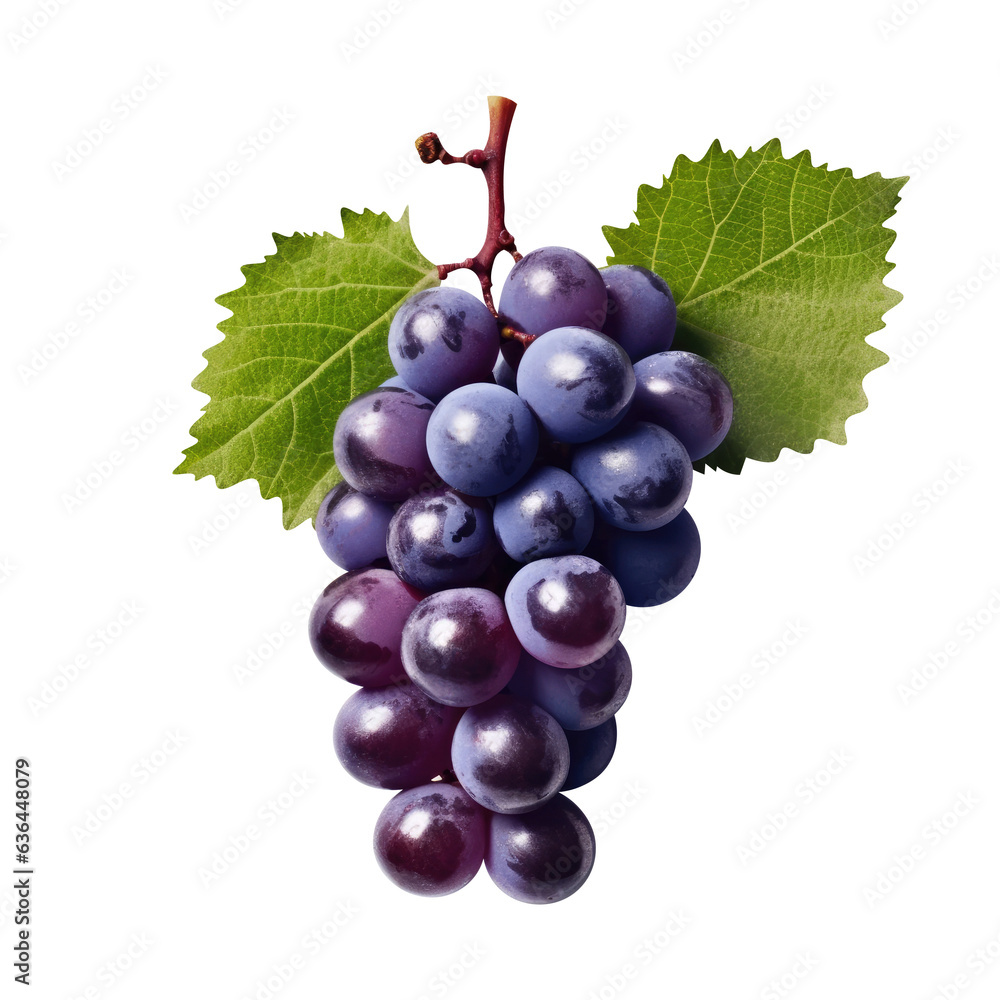 blue grapes bunch isolated on white background. Generative AI blue grapes bunch isolated on white background. Generative AI