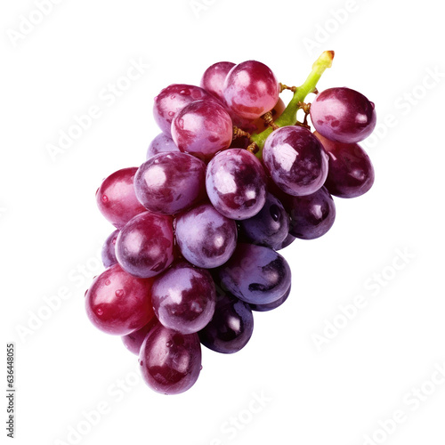 red grapes bunch isolated on white background. Generative AI