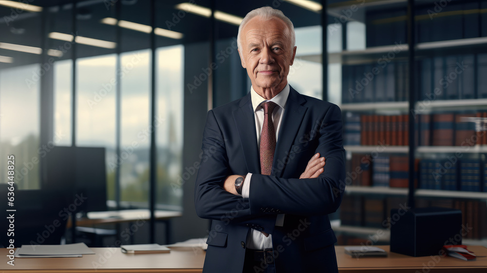 Portrait of Senior Businessman: Smiling and Standing in Office Portrait of Senior Businessman: Smiling and Standing in Office