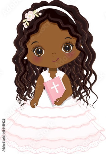 Vector First Holy Communion African American Girl