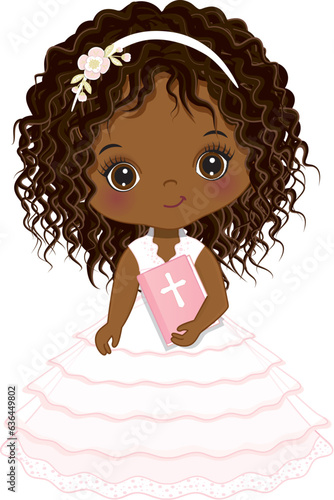 Vector First Holy Communion African American Girl