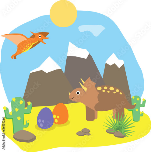 Cute dinosaurs. Bright colored dinosaurs. Cartoon characters dino 