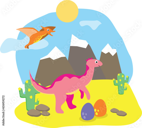 Cute dinosaurs. Bright colored dinosaurs. Cartoon characters dino 