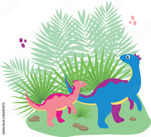 Cute dinosaurs. Bright colored dinosaurs. Cartoon characters dino 
