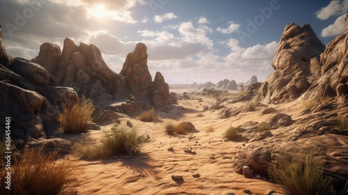 Rocky desert. Generative AI photo