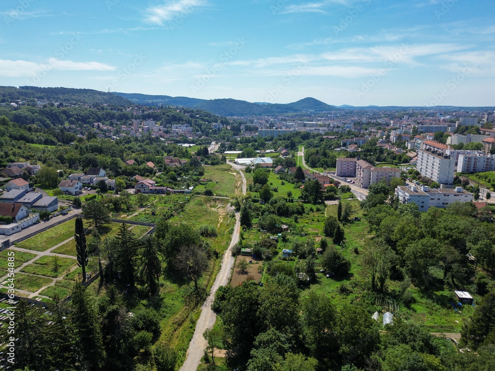 aerial landscape of Besançon city, France