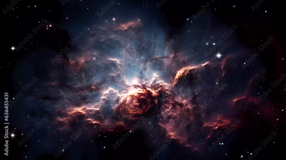 Space scene with stars, planets and asteroids in the galaxy. Panorama. Universe filled with stars, planets, asteroids, nebula and galaxy. Cosmic dust and fog. Generative AI technology. Space scene with stars, planets and asteroids in the galaxy. Panorama. Universe filled with stars, planets, asteroids, nebula and galaxy. Cosmic dust and fog. Generative AI technology.