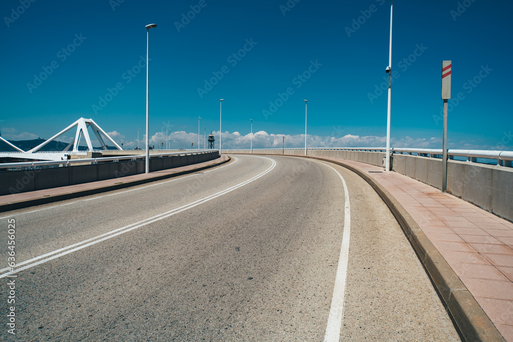 Empty freeway on a sunny summer day