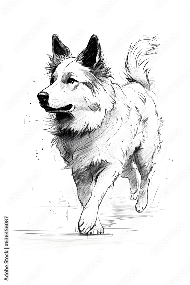 Naklejka premium Valhund pencil drawing