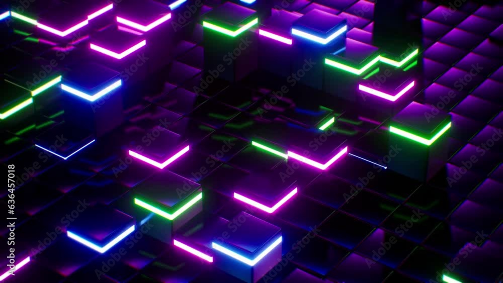Bouncing Neon Light Square Sticks Background VJ Loop Bouncing Neon Light Square Sticks Background VJ Loop