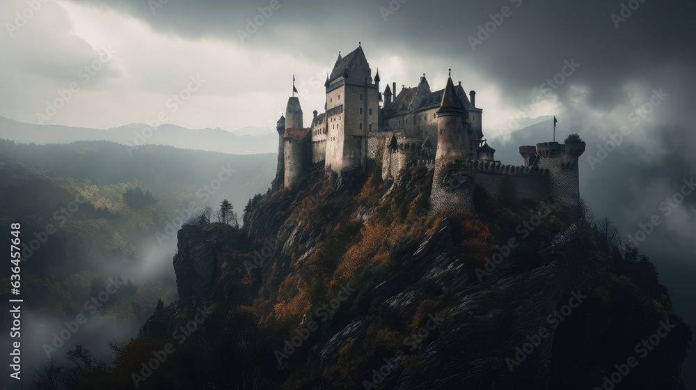 castle in the mountains. Generative AI