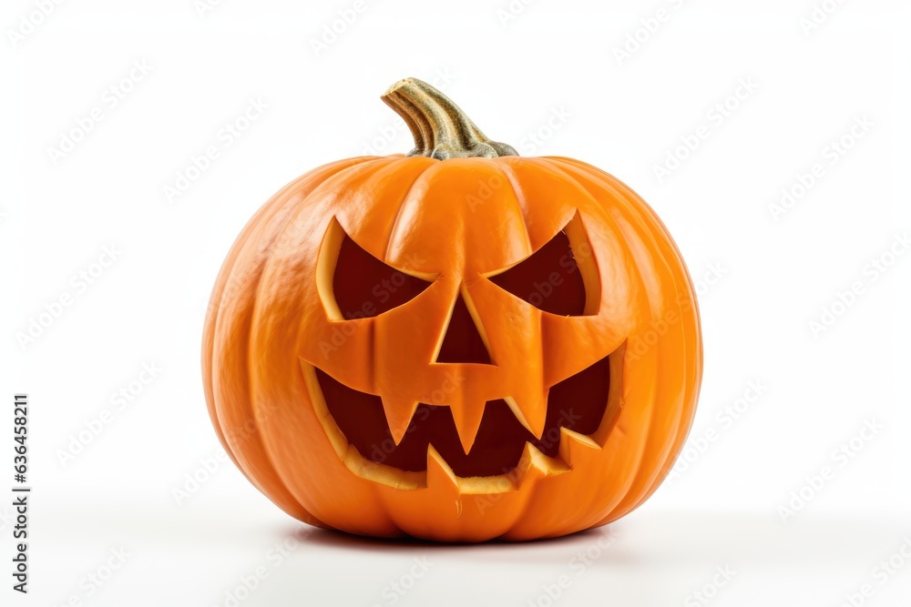 Angry face of helloween pumpkin at white background Angry face of helloween pumpkin at white background