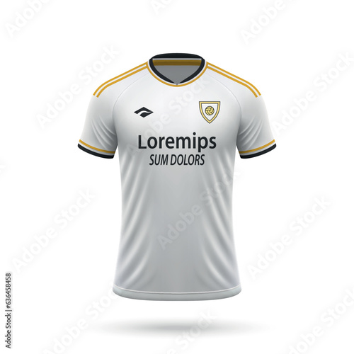 3d realistic soccer jersey in Real Madrid style, shirt template football kit 2023