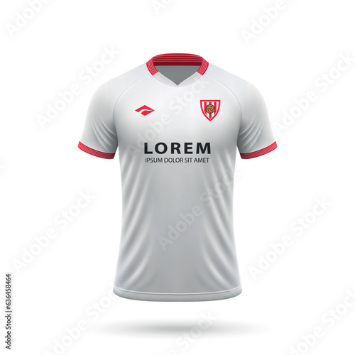 3d realistic soccer jersey in Sevilla style, shirt template football kit 2023