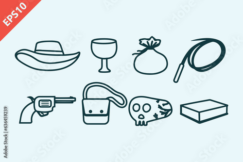 Hand drawn indiana jones icons design vector illustration