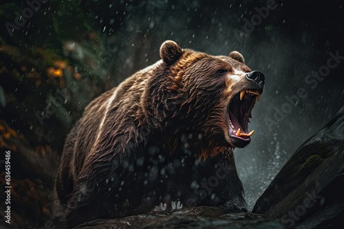 An adult Grizzly (brown) Bear growling