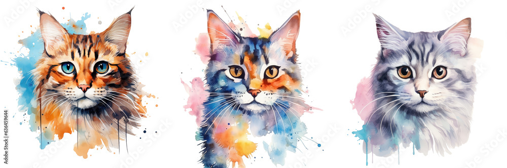 Print of a cat painted with watercolors