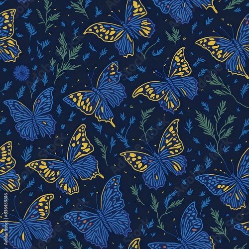 vintage butterflies with dark color pattern  generative ai