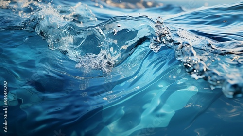 An abstract background of seawater flow under light exposure, big crashing wave 