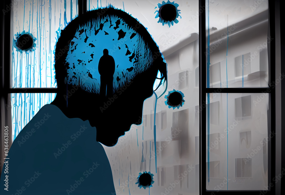 Colorful Illustration of Mental Health and Depression, Generative AI