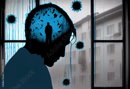 Obraz na płótnie Colorful Illustration of Mental Health and Depression, Generative AI w salonie