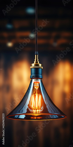 Retro light bulb on wooden wall background. 3D Rendering © Lohan