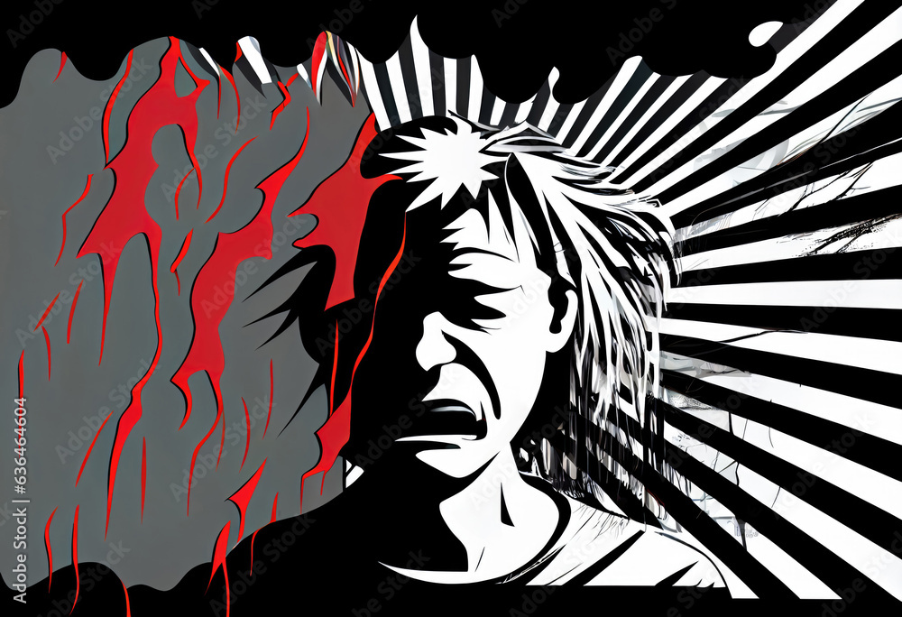 Colorful Illustration of Mental Health and Depression, Generative AI